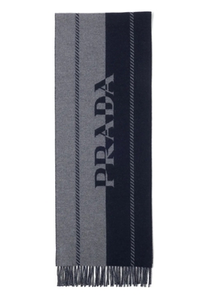 Prada logo-jacquard wool scarf - Grey