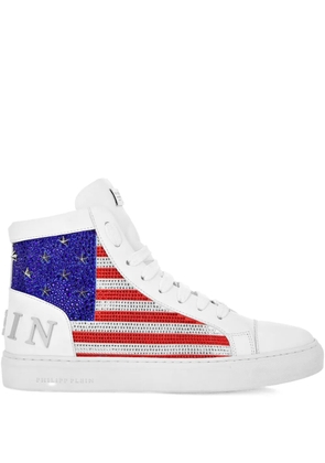 Philipp Plein rhinestone-embellished high-top sneakers - White