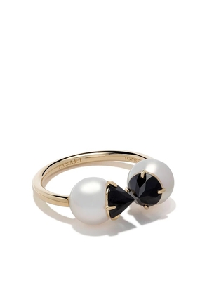 TASAKI 18kt yellow gold Collection Line refined rebellion signature black spinel ring