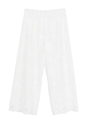 Wales Bonner Willow all-over-lace trousers - White