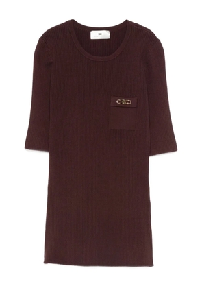 Elisabetta Franchi ribbed T-shirt - Brown