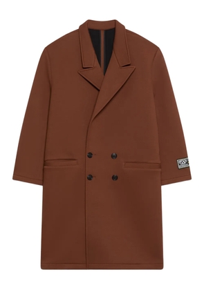 GCDS logo-patch double-breasted coat - Brown