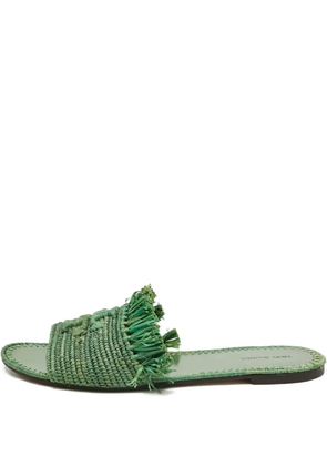 Tory Burch raffia logo slides - Green