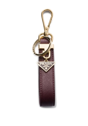 Prada Saffiano leather triangle-logo keyring - Red