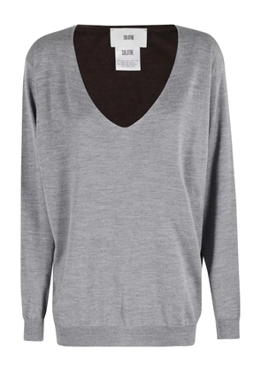 SOLOTRE V-neck colourblock sweater - Grey