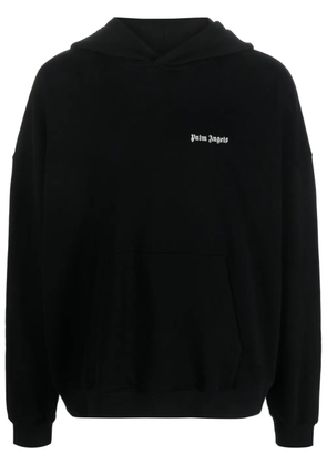 Palm Angels logo-embroidered cotton hoodie - Black