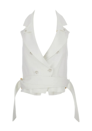 Elisabetta Franchi double-breasted belted vest - White