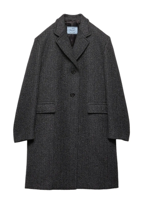 Prada herringbone notched-lapel coat - Grey
