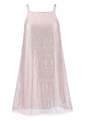 Prada rhinestone-embellished mesh minidress - Pink