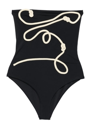 Johanna Ortiz string-appliqué swimsuit - Black