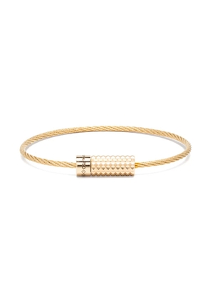 Le Gramme 18kt yellow gold Pyramid Guilloche Cable bracelet