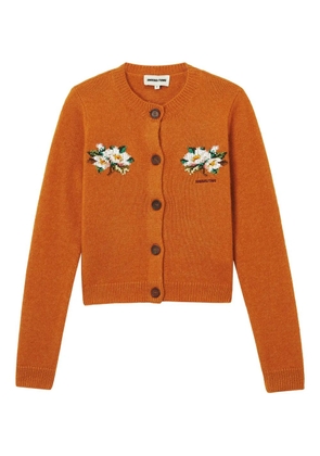 SHUSHU/TONG floral-embellished button cardigan - Orange
