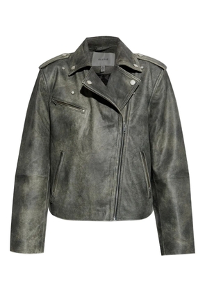 Gestuz asymmetrical zip-fastening leather jacket - Grey