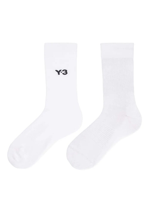 Y-3 logo-embroidered ribbed socks - White