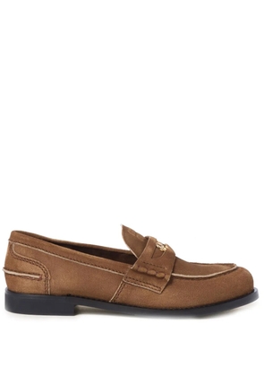 Miu Miu coin-plaque suede loafers - Brown