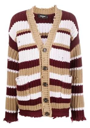 DSQUARED2 striped buttoned cardigan - Brown