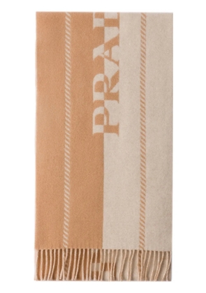 Prada small jacquard-logo wool scarf - Neutrals