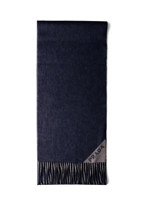 Prada logo-jacquard fringe-edges scarf - Blue