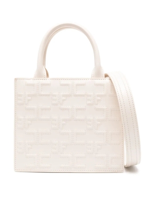 Elisabetta Franchi small monogram-embossed tote bag - White