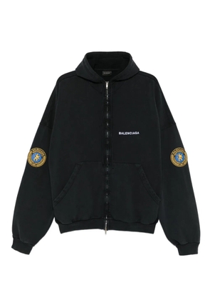 Balenciaga uniform-patch hoodie - Black