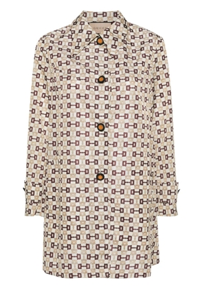 Gucci single-breasted Horsebit-print coat - Neutrals