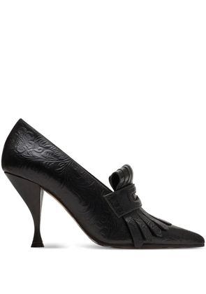 Burberry embossed fringe heeled pumps - Black