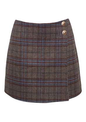 Cara Cara plaid wrap skirt - Brown