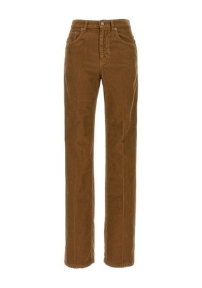 Saint Laurent pleat-detail corduroy trousers - Brown
