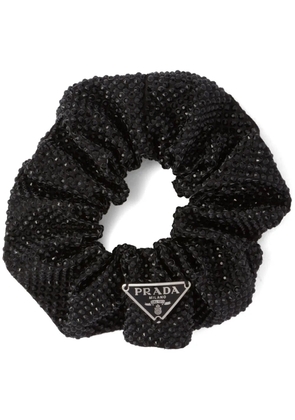 Prada crystal-embellished satin scrunchie - Black