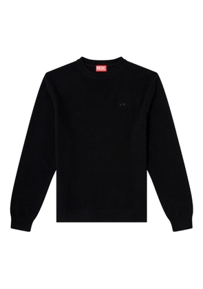 Diesel embroidered-cutout logo crew-neck sweater - Black
