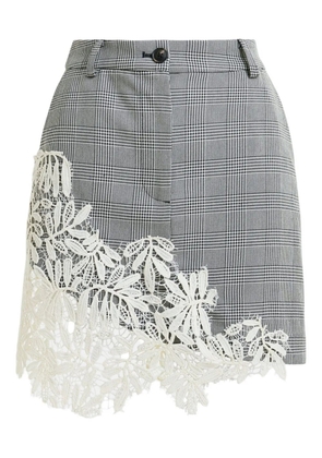 Essentiel Antwerp check-pattern lace-appliqué miniskirt - Grey