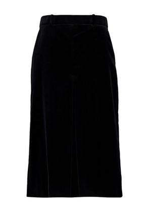 Saint Laurent velvet-pleated midi skirt - Black