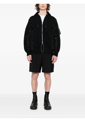 sacai drawstring hood bomber jacket - Black