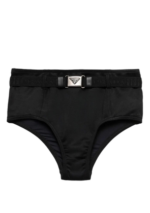 Prada triangle-logo belted bikini bottoms - Black
