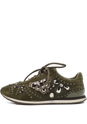 Tory Burch suede crystal-embellished sneakers - Green