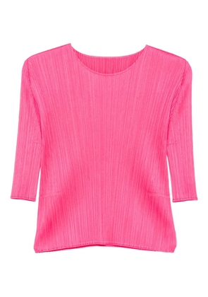 Pleats Please Issey Miyake pleated three-quarter sleeve t-shirt - Pink