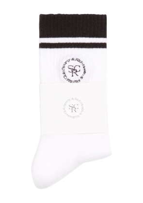 Sporty & Rich striped logo socks - White