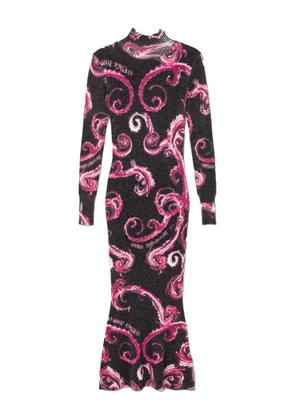 Versace Jeans Couture swirl-print high-neck midi dress - Black