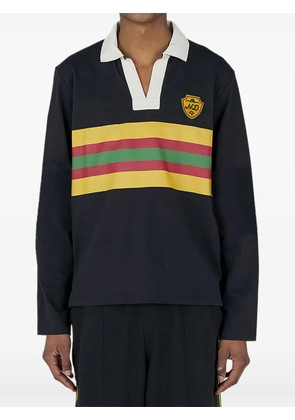 Nicholas Daley striped logo-patch polo shirt - Black