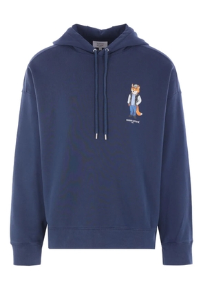 Maison Kitsuné fox-print cotton hoodie - Blue