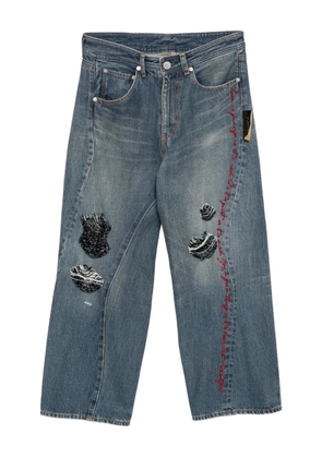 Undercover bead-embellished ripped jeans - Blue