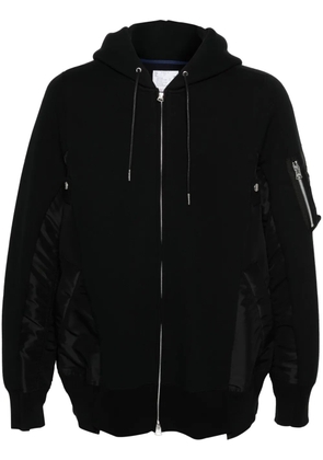 sacai panelled drawstring hoodie - Black