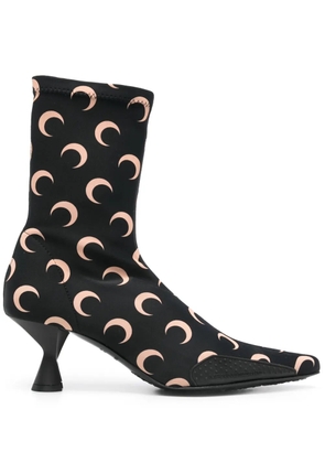 Marine Serre 60mm moon-printed jersey boots - Black