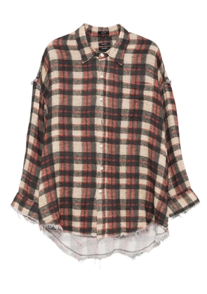 R13 frayed plaid-check shirt - Black