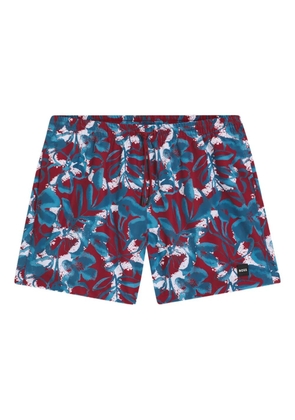 BOSS floral-pattern swim shorts - Red