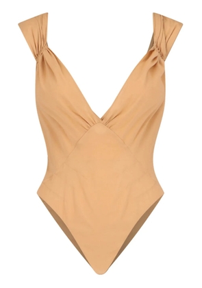 Saint Laurent cross-back silk bodysuit - Neutrals