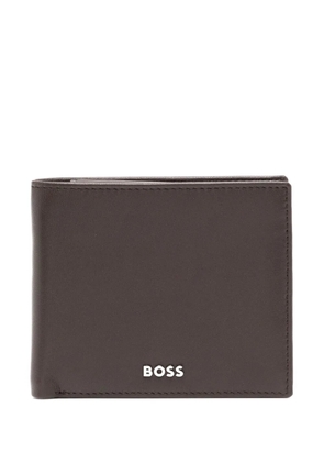 BOSS logo-plaque leather wallet - Brown