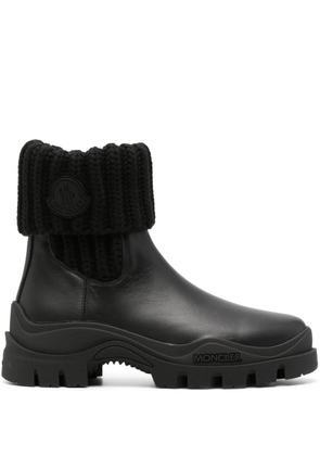 Moncler Larue ribbed-knit leather boots - Black