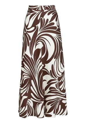 La DoubleJ abstract-print midi skirt - White