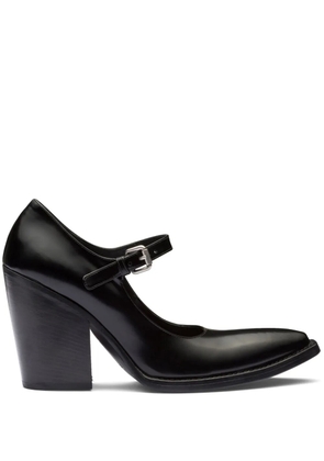 Prada 95mm brushed leather pumps - Black